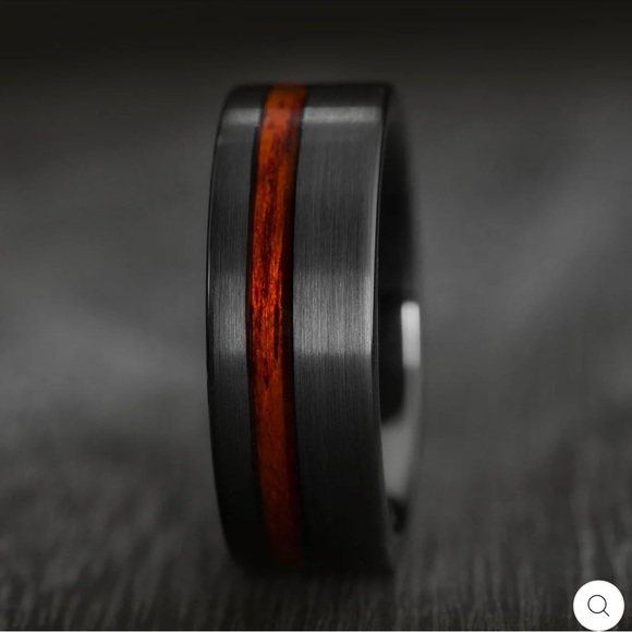 Stainless Steel Anvil Dagda Shadowed Groove Wood Inlay Carbid Band Big Sizes too - Picture 5 of 10